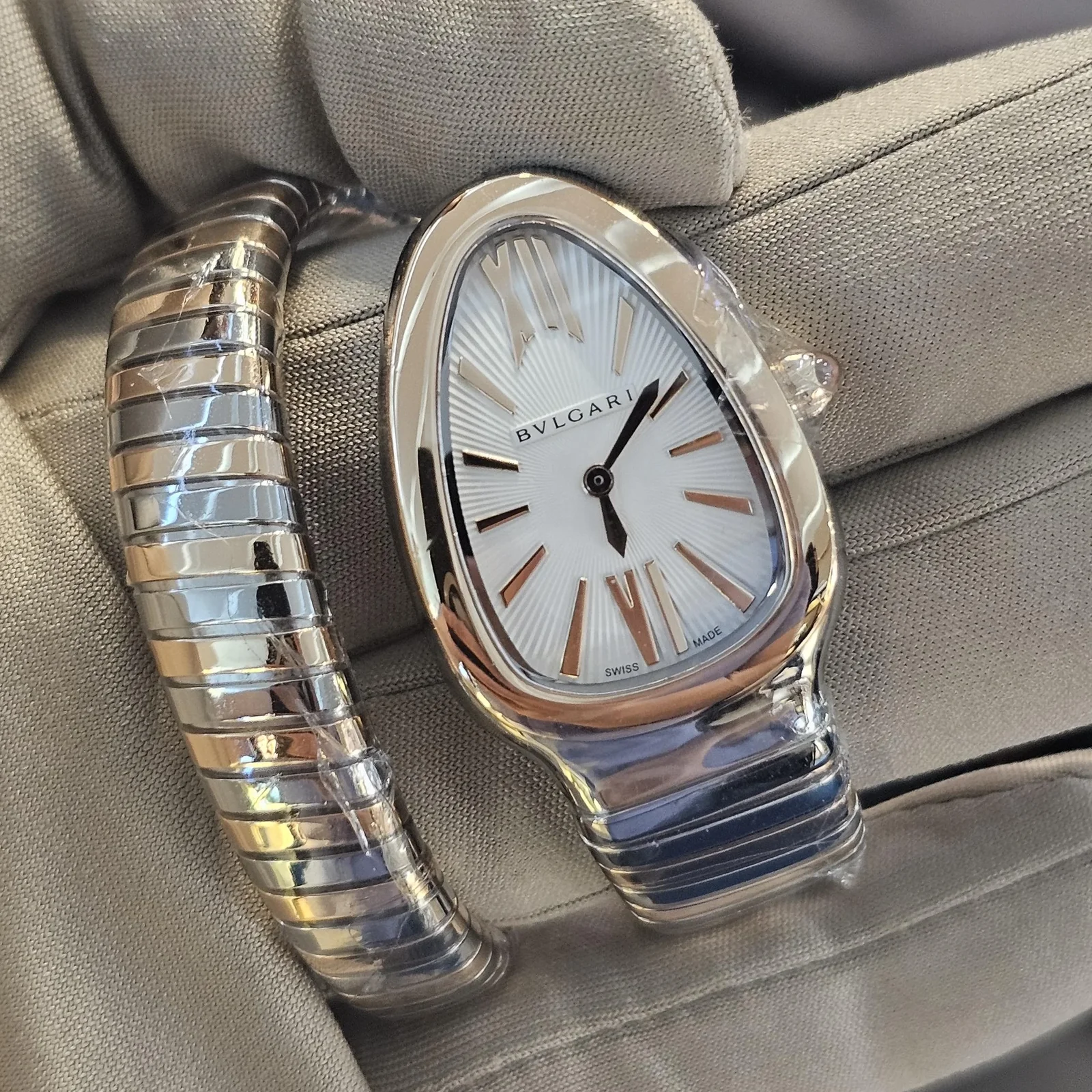 Serpenti Tubogas Stainless Steel - Rose Gold / White