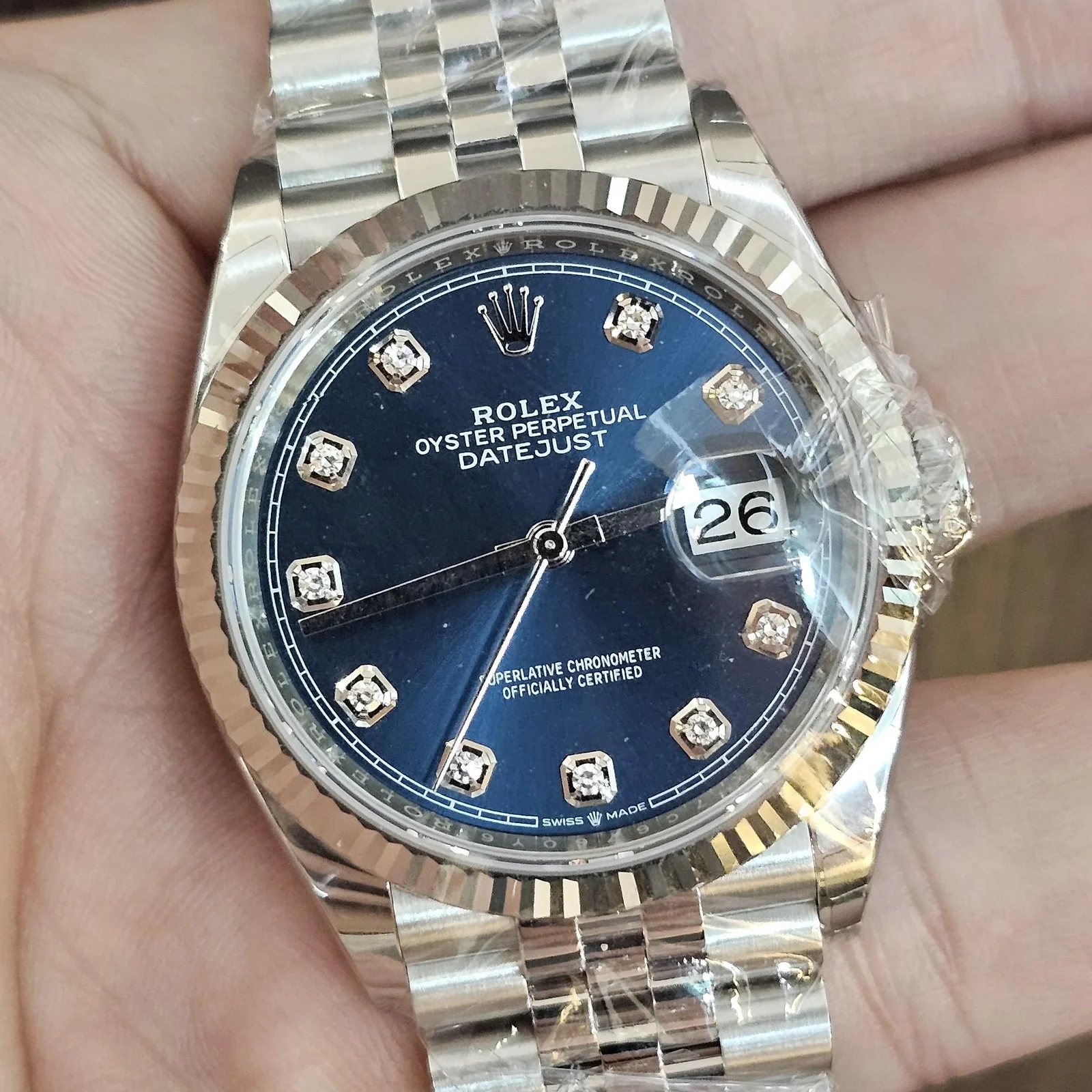 Datejust 41 Stainless Steel Fluted / Jubilee  / Blue - Diamond