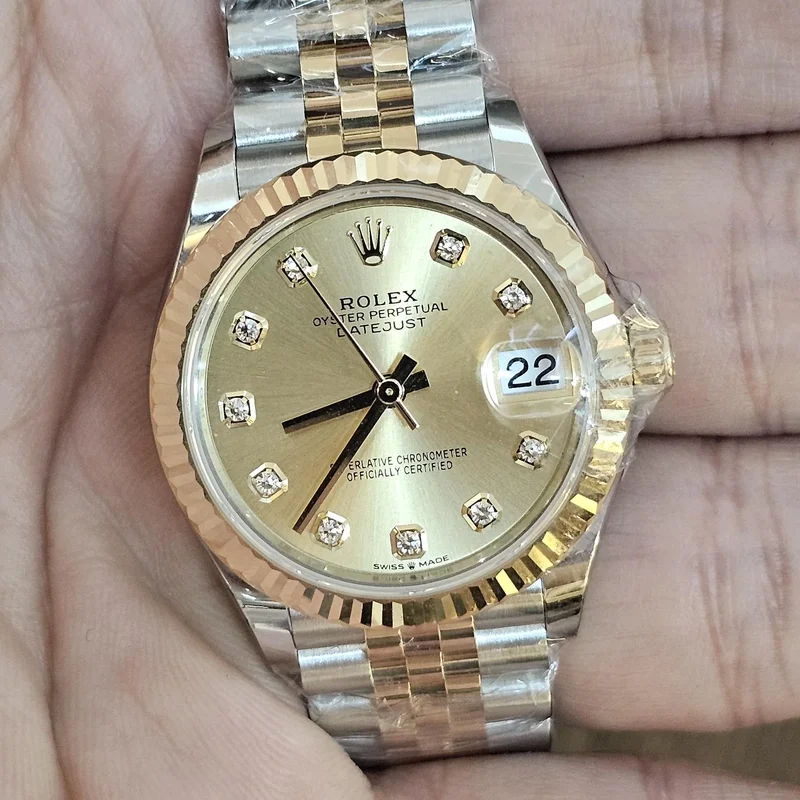 Datejust 31 Stainless Steel / Yellow Gold / Fluted / Champagne - Diamond / Jubilee