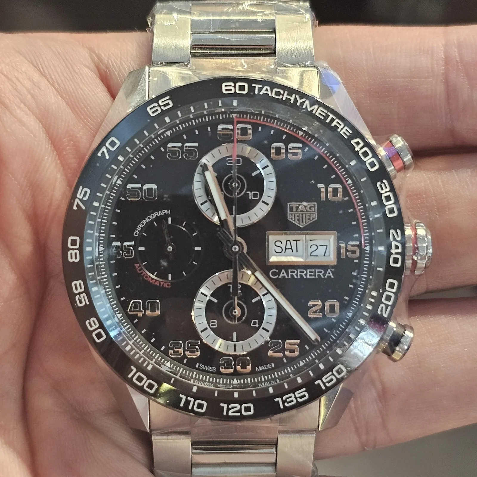 Carrera Calibre 16 44 Stainless Steel / Black / Bracelet