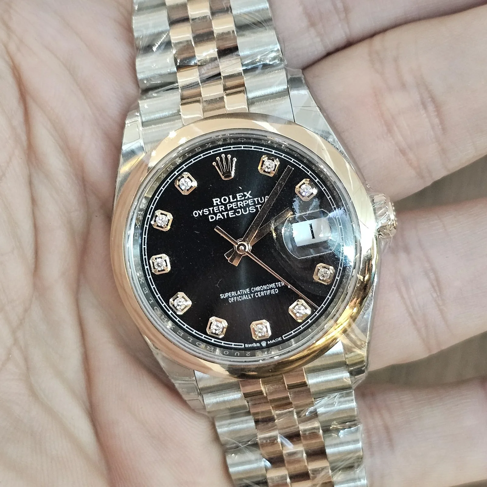 Datejust 36 Stainless Steel / Everose / Smooth / Black Diamond / Jubilee