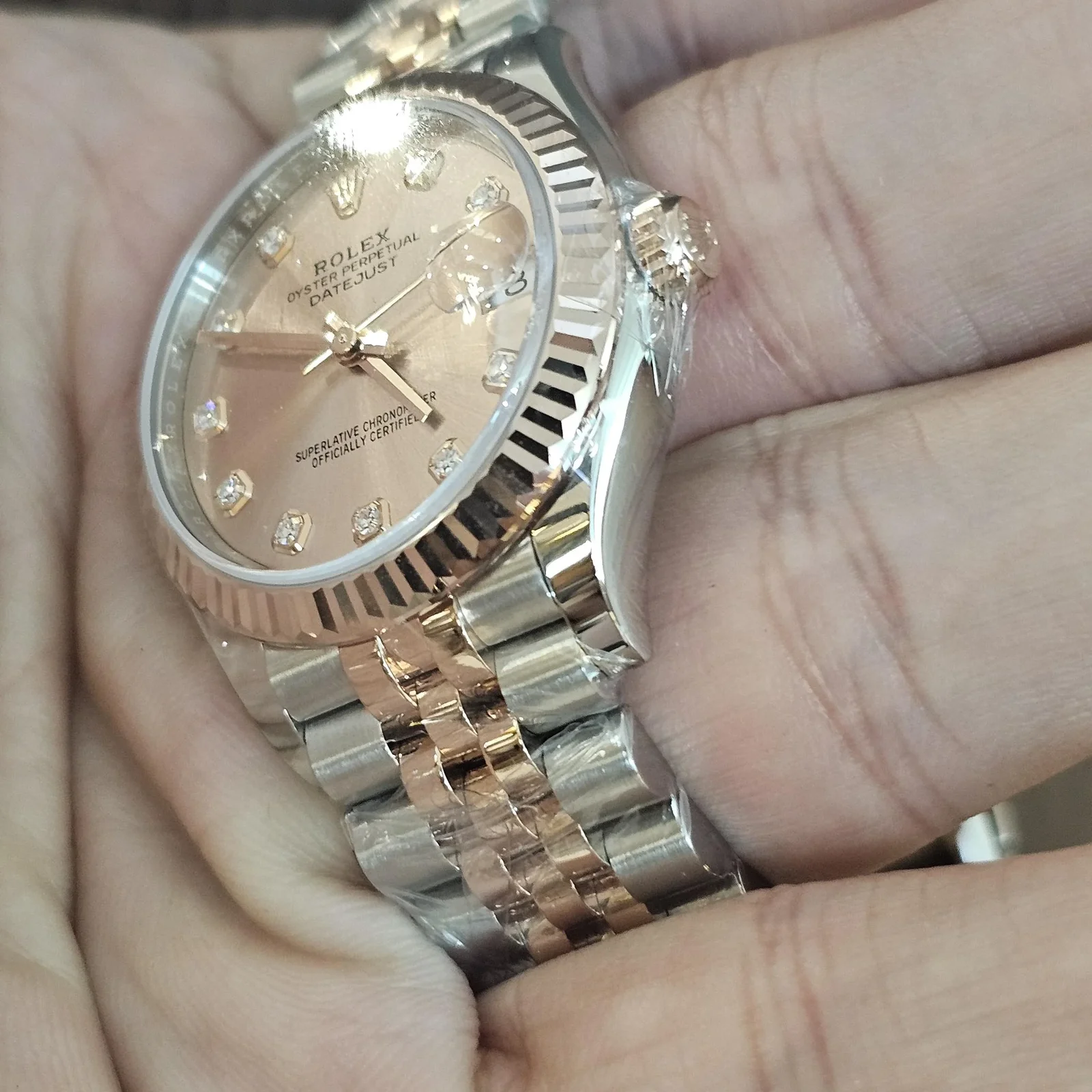 Datejust 31 Stainless Steel / Rose Gold / Fluted / Rose - Diamond / Jubilee