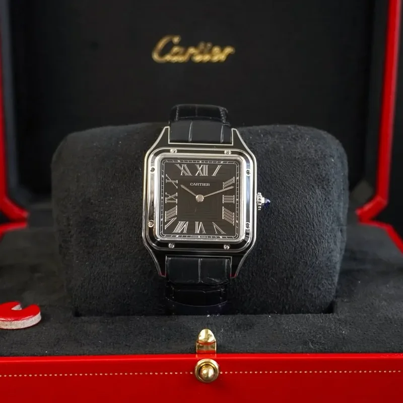 Santos Dumont Stainless Steel / Black Lacquer