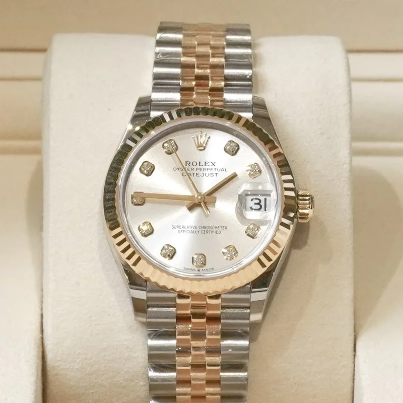 Datejust 31 Stainless Steel / Yellow Gold / Fluted / Silver - Diamond / Jubilee