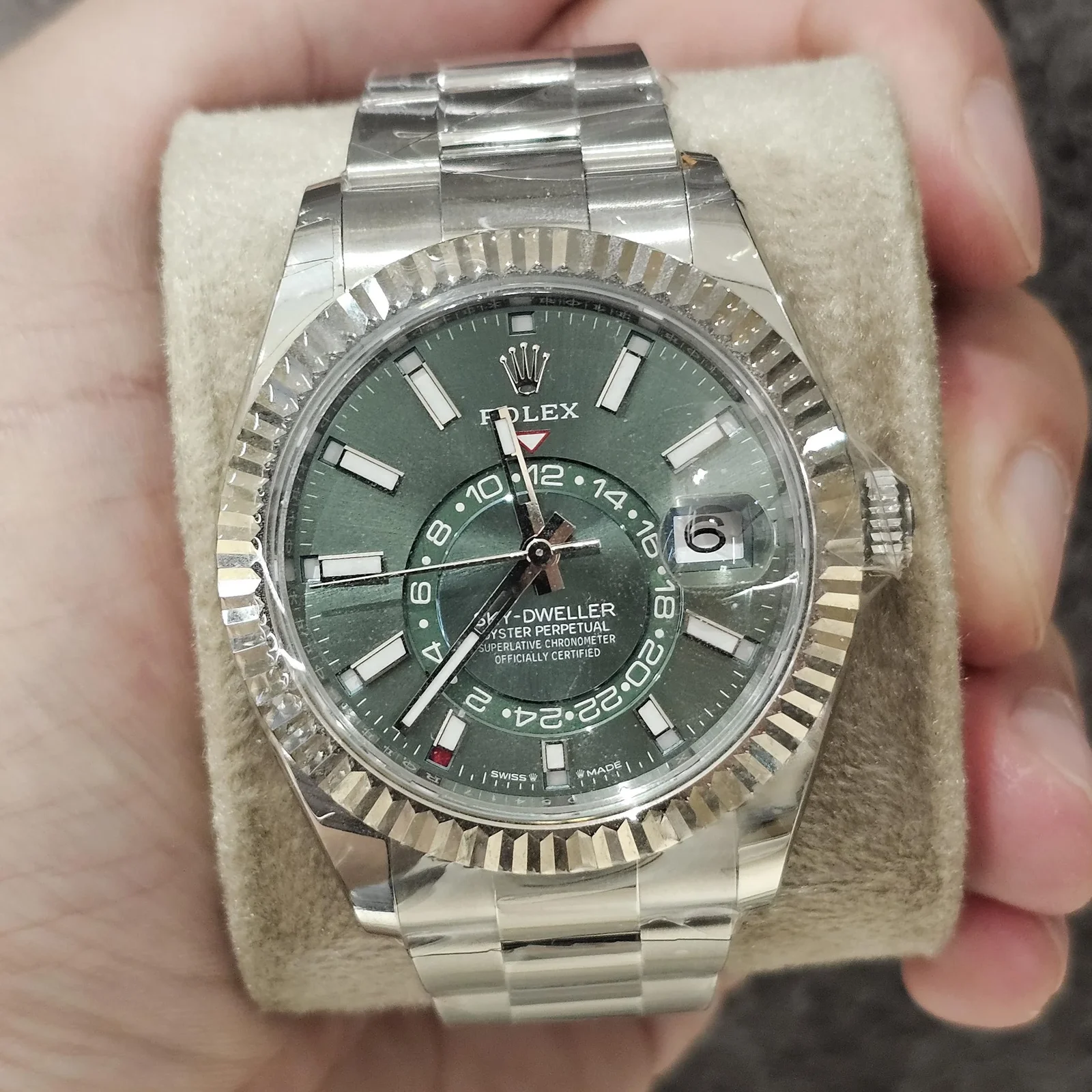 Sky-Dweller Stainless Steel - White Gold / Green / Oyster