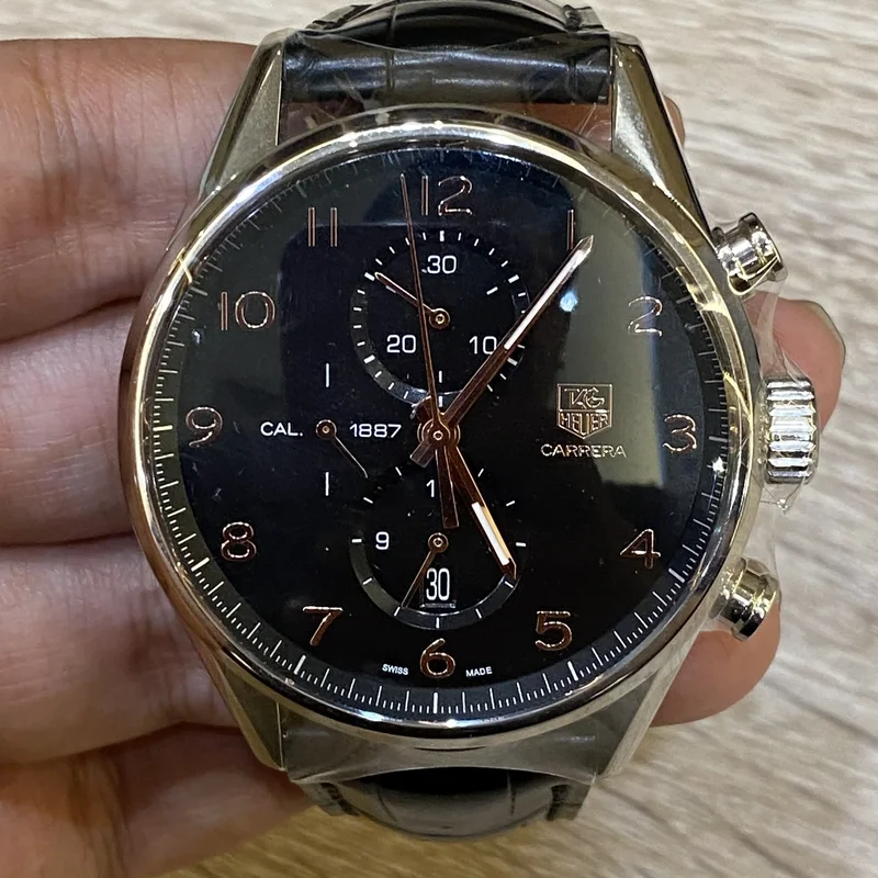 Carrera Calibre 1887 43 Stainless Steel / Black / Alligator