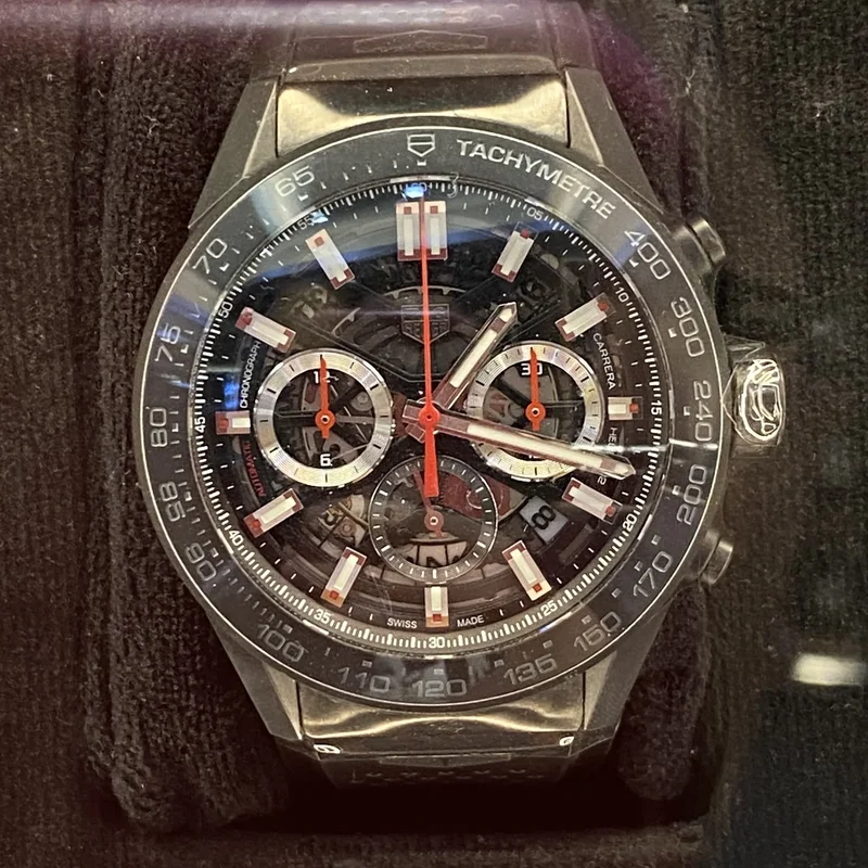 Carrera Calibre Heuer 02 45 Black Ceramic / Skeleton / Rubber