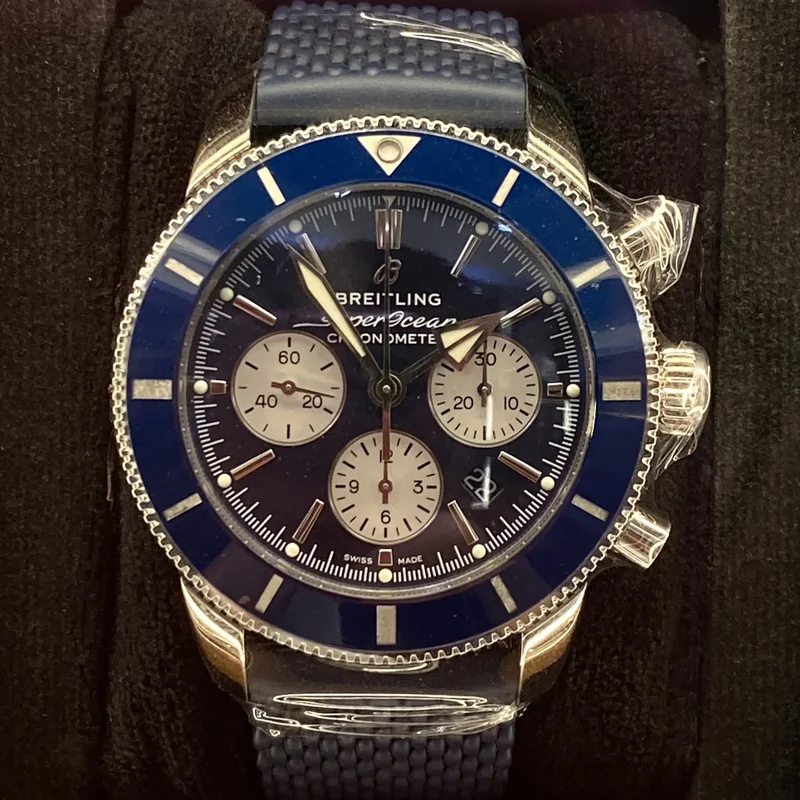 Superocean Heritage II B01 Chronograph 44 Stainless Steel / Blue / Rubber / Folding