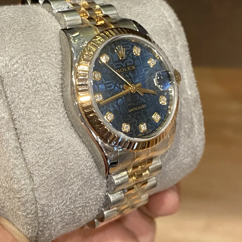 Thumb Datejust 31 Rolesor Yellow Fluted / Jubilee / Blue Computer