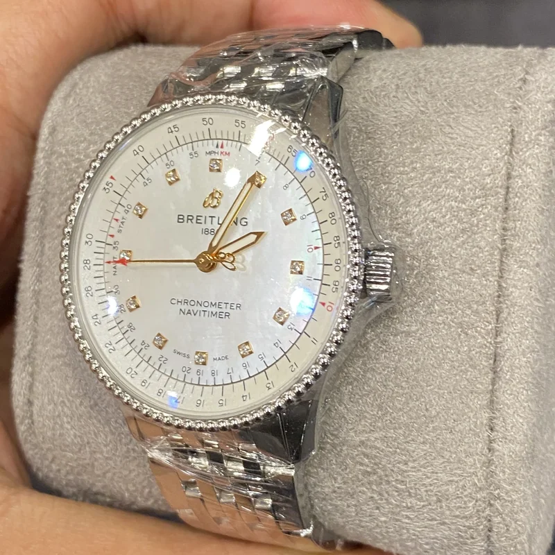Thumb Navitimer 1 35 Automatic Stainless Steel / MOP / Bracelet