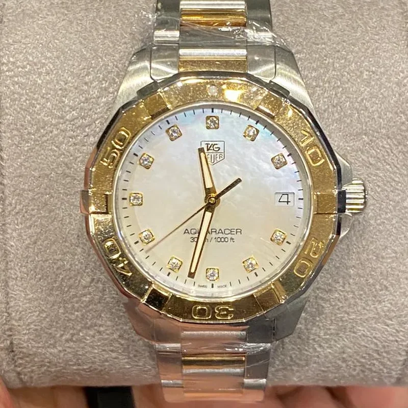 Aquaracer 300M Quartz 32 Stainless Steel / Yellow Gold / MOP - Diamond / Bracelet