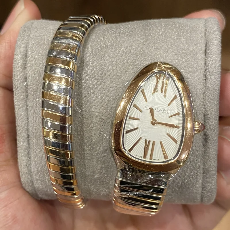 Serpenti Tubogas Stainless Steel - Rose Gold Quartz / Silver