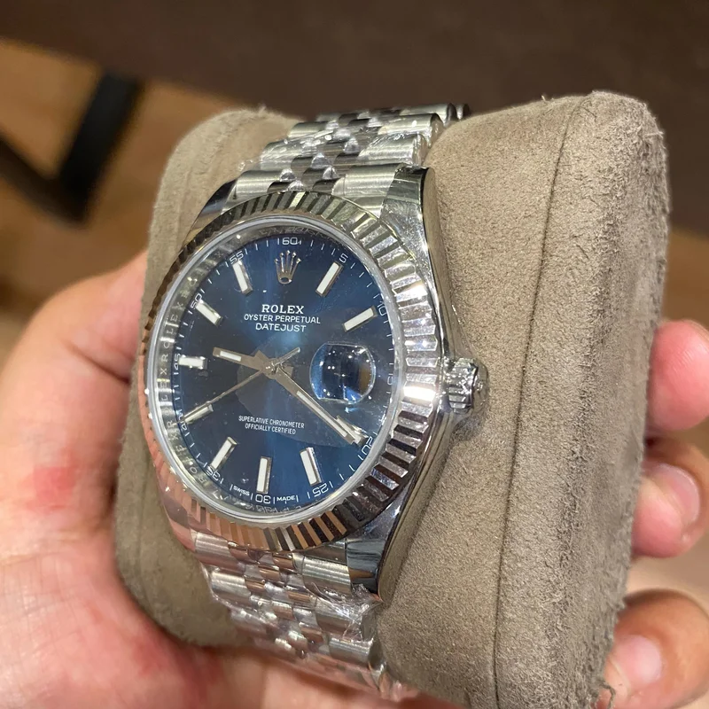 Thumb Datejust 41 Stainless Steel Fluted / Jubilee / Blue