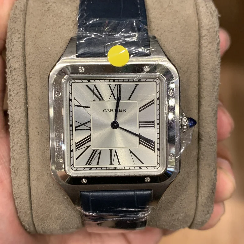 Santos Dumont Large / Blue Alligator Strap