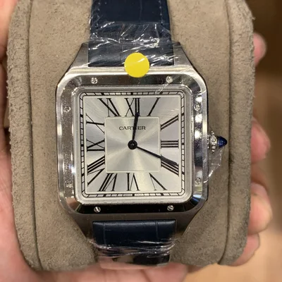 Santos Dumont Large / Blue Alligator Strap