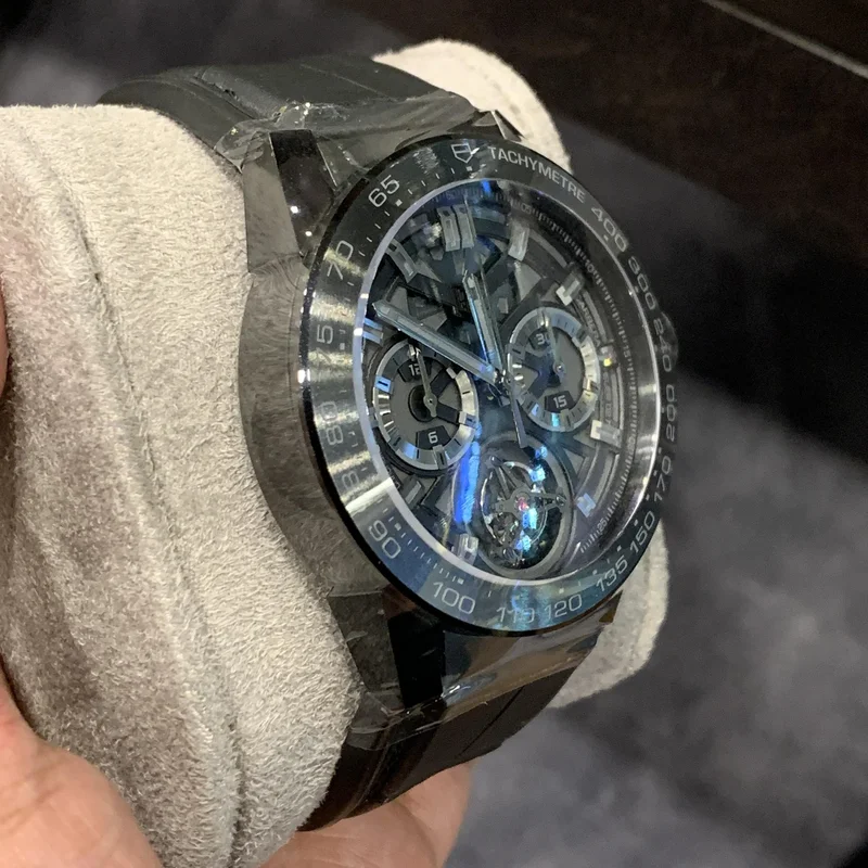 Thumb Carrera Calibre Heuer 02T 45 Chronograph Tourbillon Titanium / Ceramic / Alligator / Black Phantom