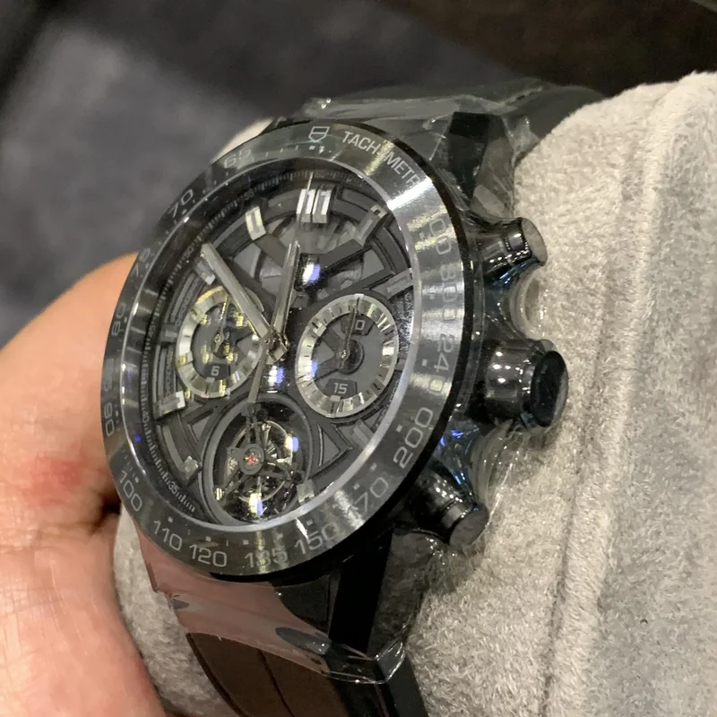 Thumb Carrera Calibre Heuer 02T 45 Chronograph Tourbillon Titanium / Ceramic / Alligator / Black Phantom