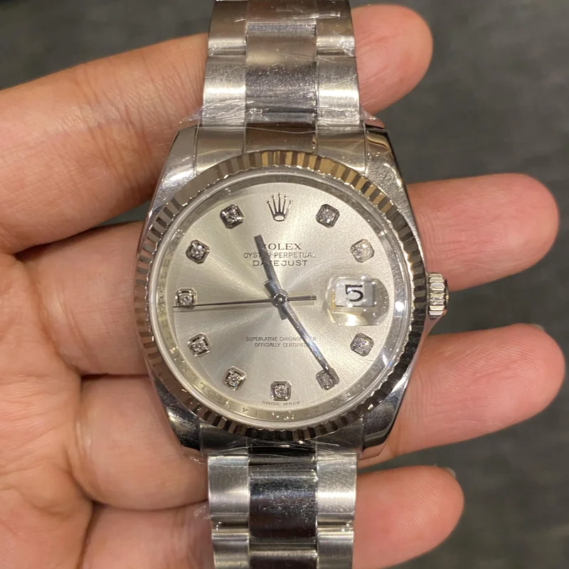 Datejust 36 Stainless Steel Fluted / Oyster / Silver Diamond