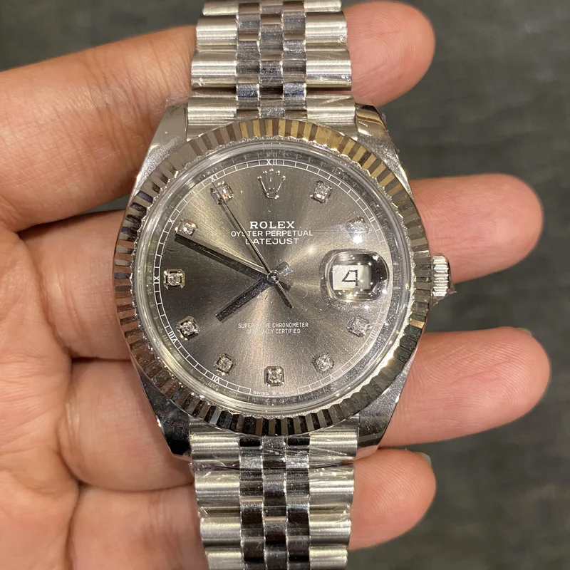 Datejust 41 Stainless Steel Fluted / Jubilee / Dark Rhodium - Diamond