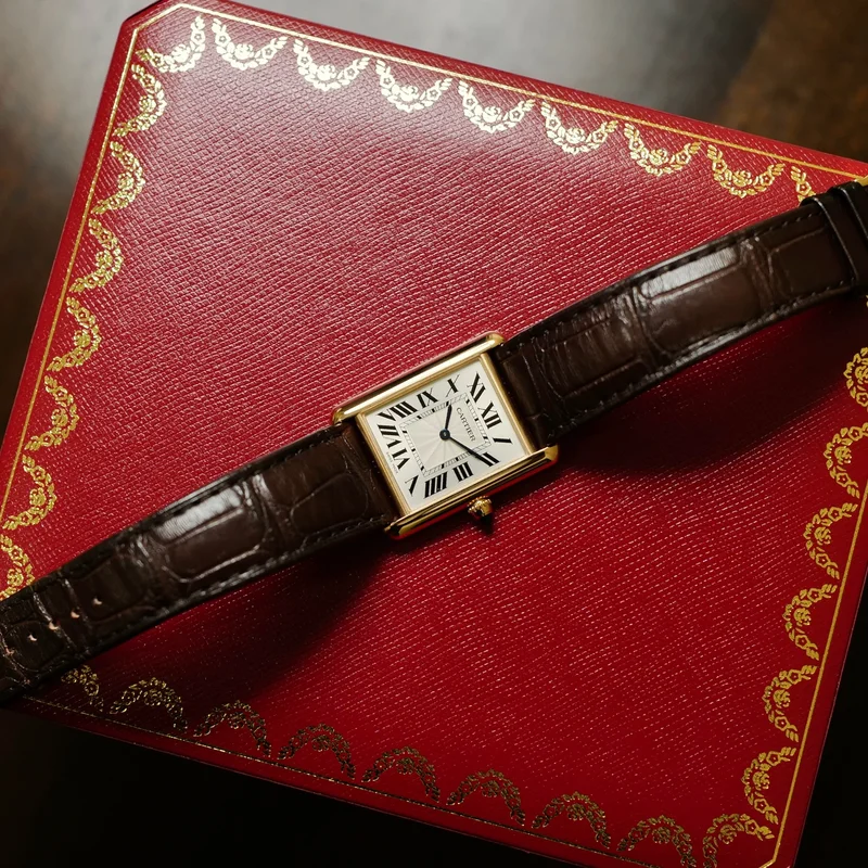 Thumb Tank Louis Cartier Large Manual Rose Gold / Silver