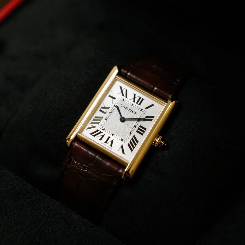 Thumb Tank Louis Cartier Large Manual Rose Gold / Silver