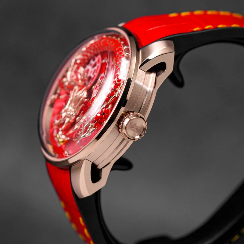 Thumb Red Enamel Dragon Automatic