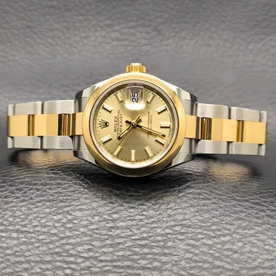 Lady-Datejust 28 Rolesor Yellow Domed / Oyster / Champagne