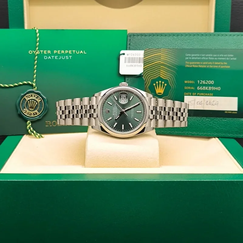 Thumb Datejust 36 Stainless Steel - Domed / Green / Jubilee