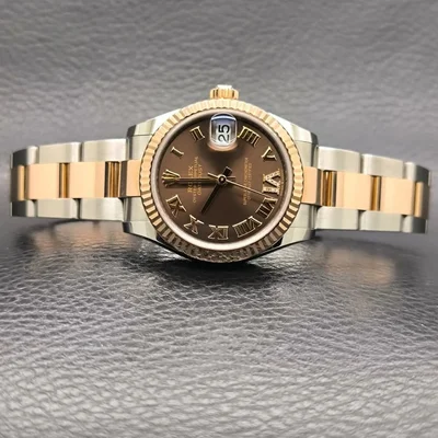 Datejust 31 Stainless Steel/ Rose Gold / Fluted / Chocolate - Roman / Oyster
