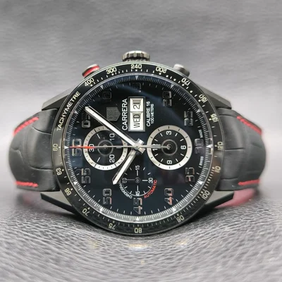 Carrera Calibre 16 Day-Date 43 Titanium PVD / Black / Alligator