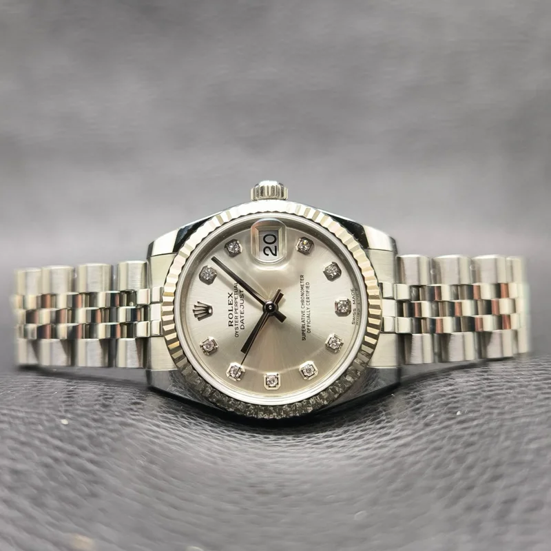 Datejust 31 Stainless Steel Fluted / Jubilee / Silver - Diamond