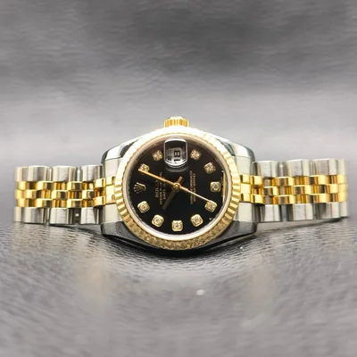 Lady-Datejust 26 Rolesor Fluted Black Roman Jubilee