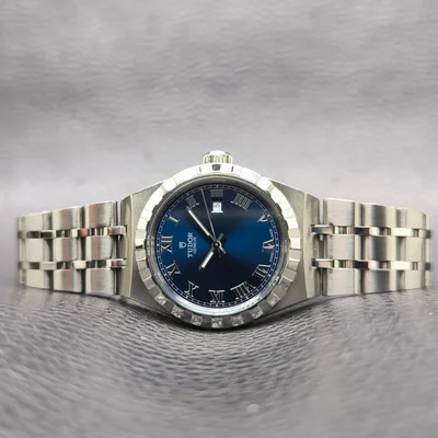Royal Date 28 Stainless Steel / Blue - Roman