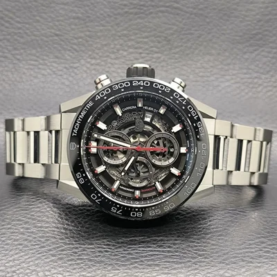 Carrera Calibre Heuer 01 45 Stainless Steel / Skeleton / Bracelet