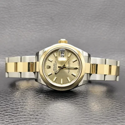 Lady-Datejust 28 Rolesor Yellow Domed / Oyster / Champagne