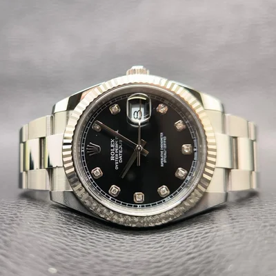 Datejust 41 Stainless Steel Fluted / Oyster / Black - Diamond