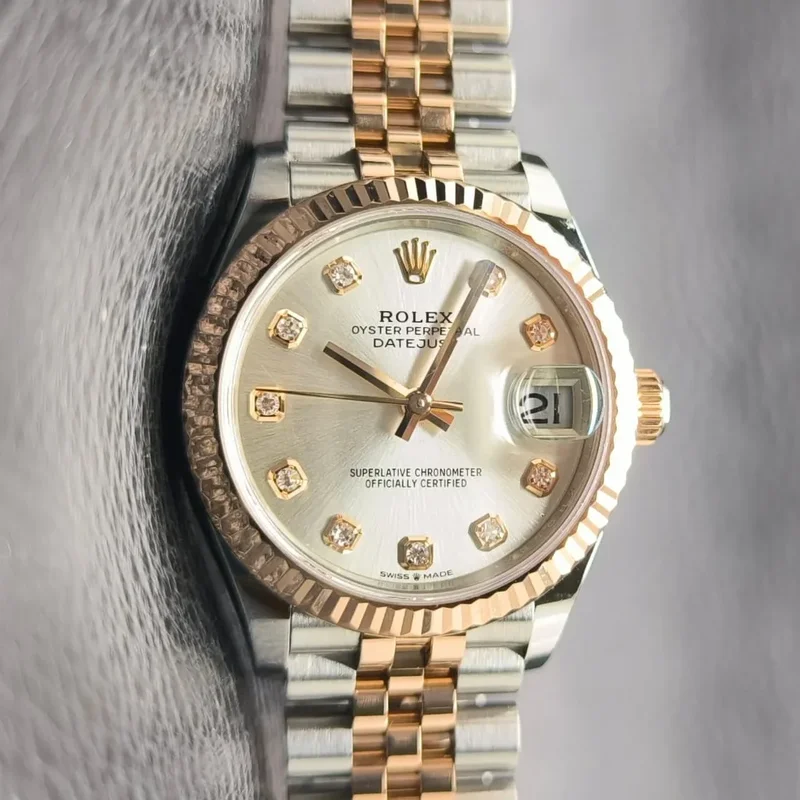 Datejust 31 Stainless Steel/ Rose Gold / Fluted / Silver - Diamond / Jubilee