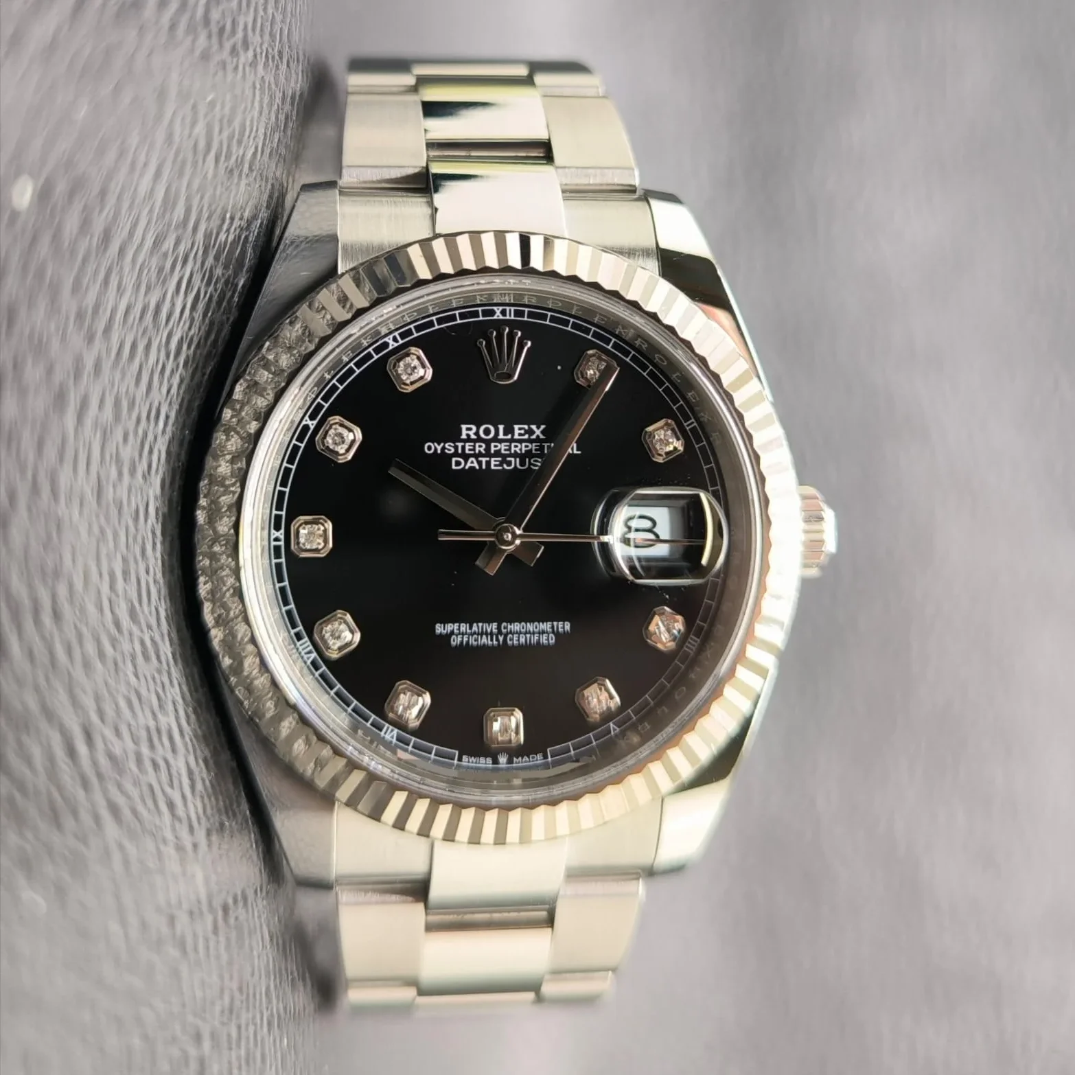 Datejust 41 Stainless Steel Fluted / Oyster / Black - Diamond