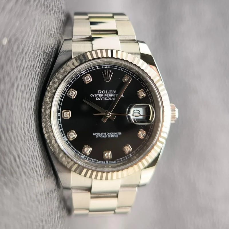 Datejust 41 Stainless Steel Fluted / Oyster / Black - Diamond