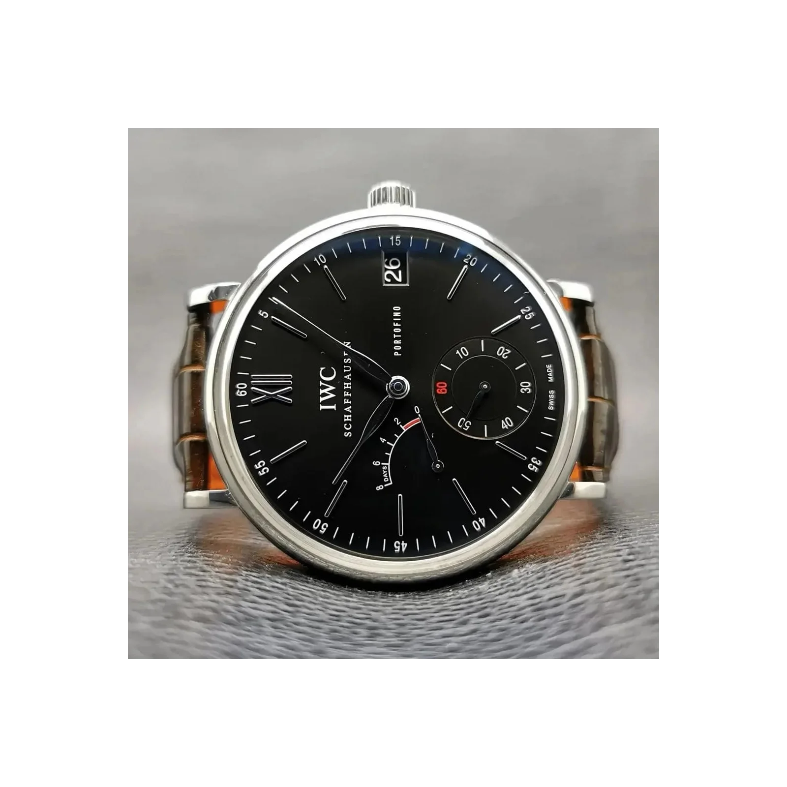 Portofino Hand-Wound Eight Days Stainless Steel / Black