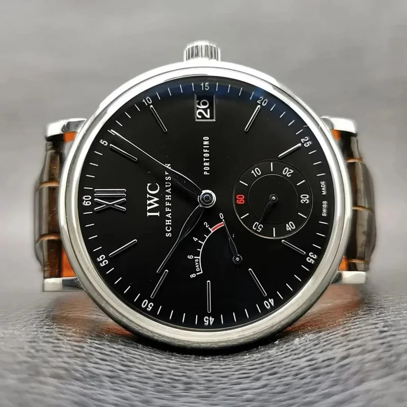 Portofino Hand-Wound Eight Days Stainless Steel / Black