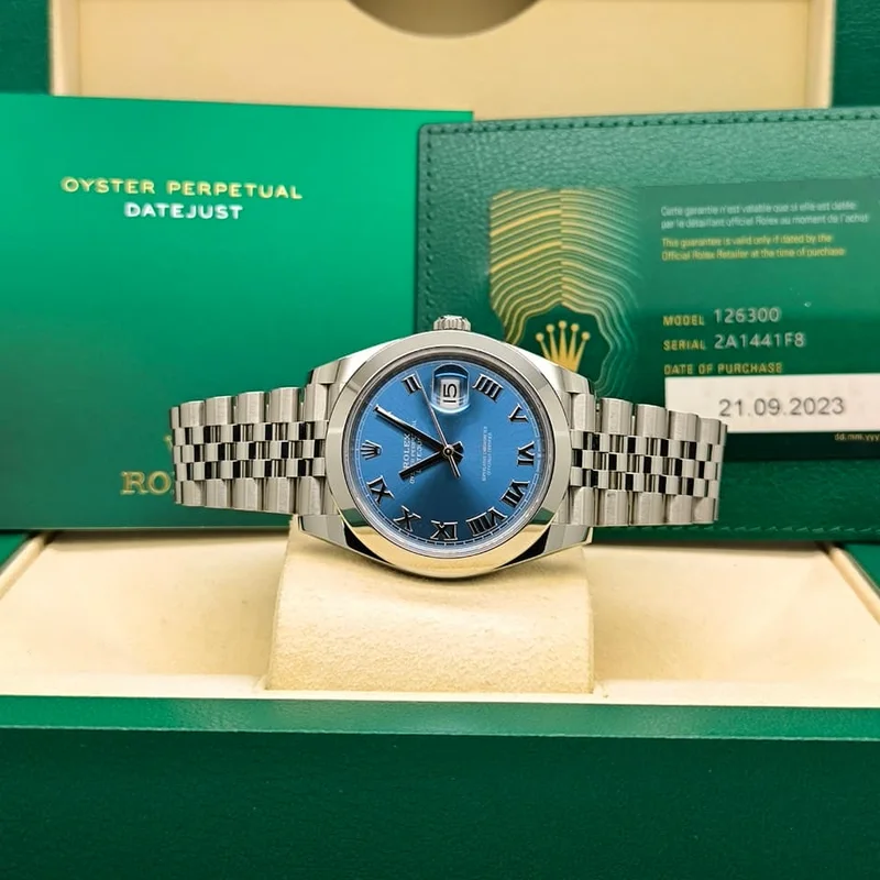 Thumb Datejust 41 Stainless Steel Smooth / Jubilee / Blue Roman