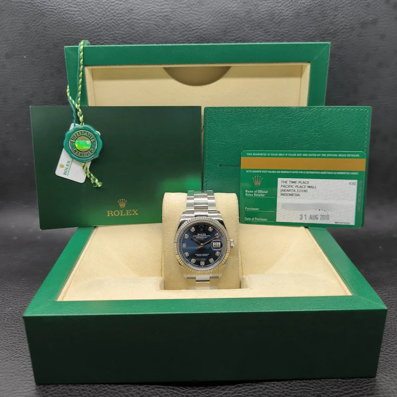 Thumb Datejust 36 Stainless Steel / Fluted / Blue-Diamond / Oyster