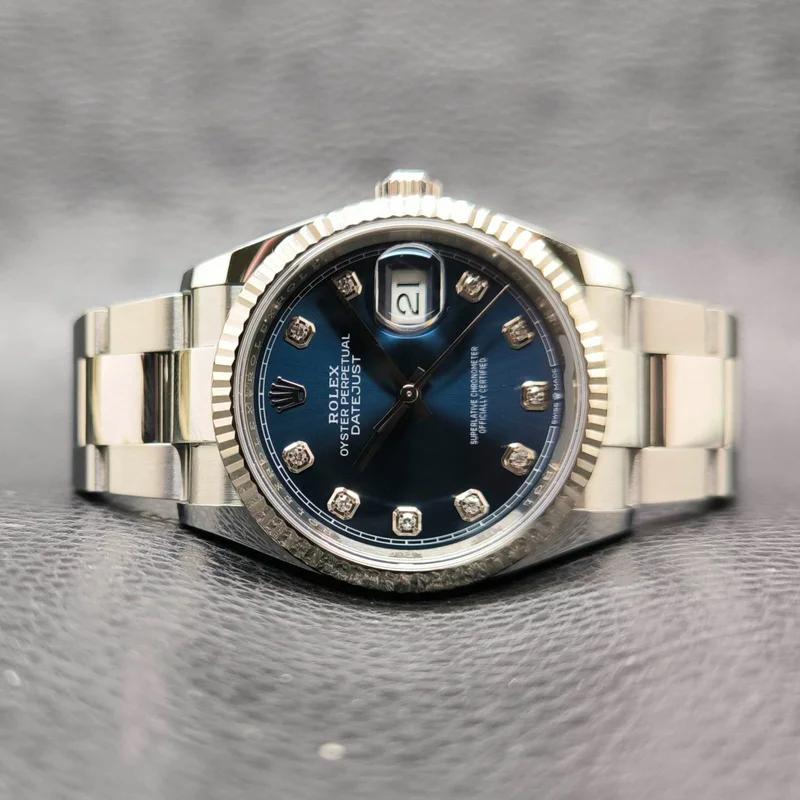Datejust 36 Stainless Steel / Fluted / Blue-Diamond / Oyster
