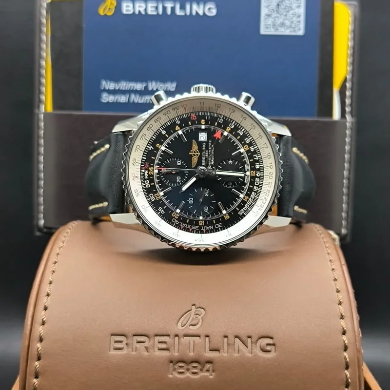 Thumb Navitimer World Stainless Steel / Black / Calf / Pin
