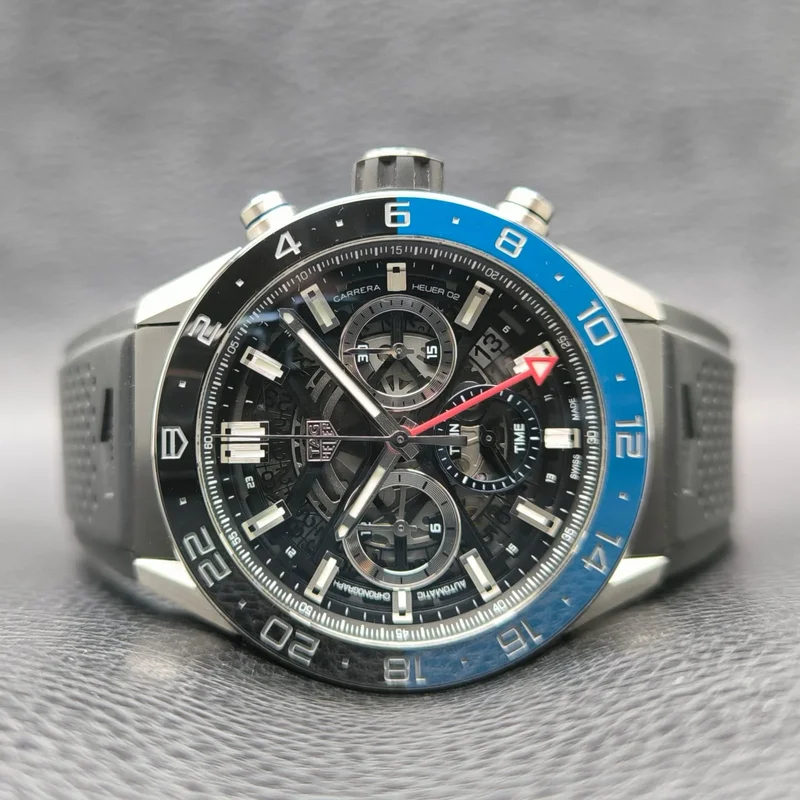 Carrera Calibre Heuer 02 GMT Stainless Steel / Skeleton / Rubber