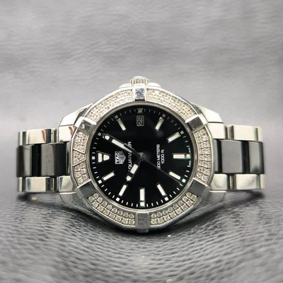 Aquaracer 300M Quartz 35 Stainless Steel / Diamond / Black / Bracelet