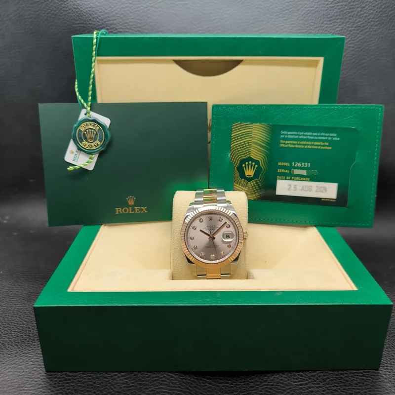 Thumb Datejust 41 Rolesor Everose Fluted / Oyster / Sundust - Diamond