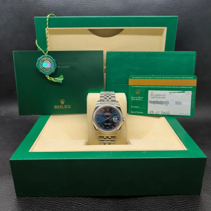 Thumb Datejust 36 Stainless Steel Domed / Jubilee / Blue Roman