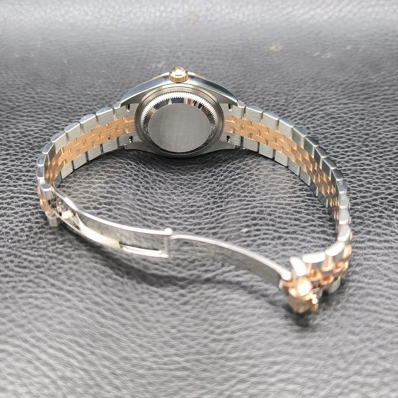 Thumb Lady-Datejust 28 Stainless Steel / Rose Gold / Fluted / Rose - Diamond / Oyster